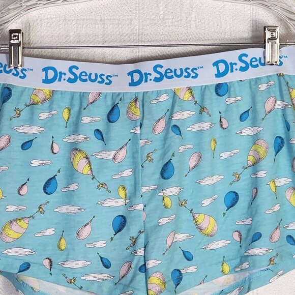 Dr. Seuss Seuss Blue Oh the Places You'll Go Poly Rayon Sleep Short Size M 8-10 - Picture 2 of 16